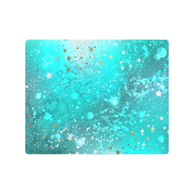 Mint Turquoise Foil Background Metal Print (Front)