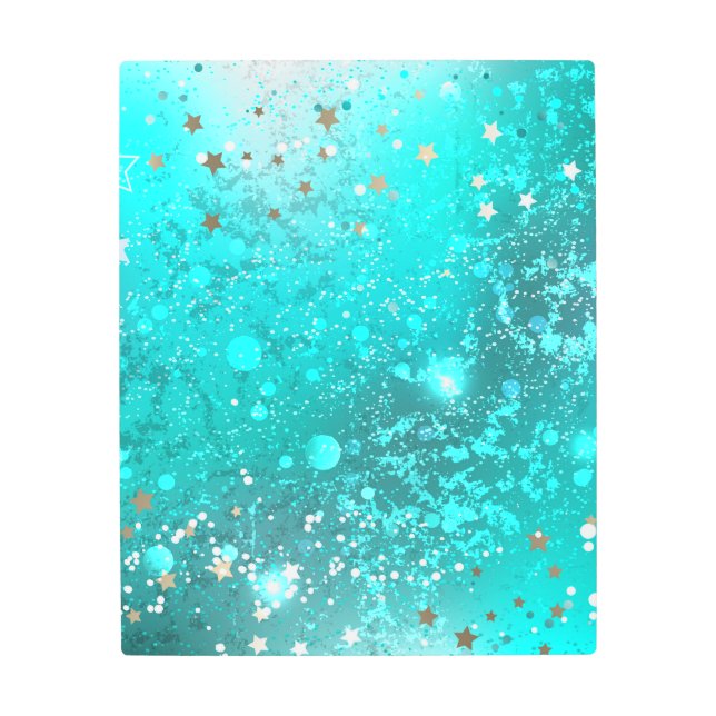 Mint Turquoise Foil Background Metal Print (Front)
