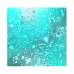 Mint Turquoise Foil Background Metal Print