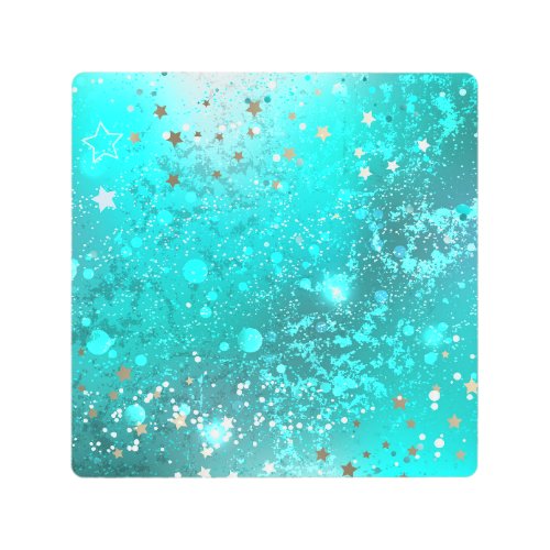 Mint Turquoise Foil Background Metal Print