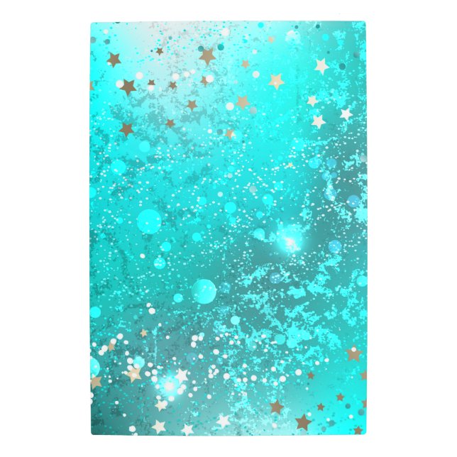 Mint Turquoise Foil Background Metal Print (Front)