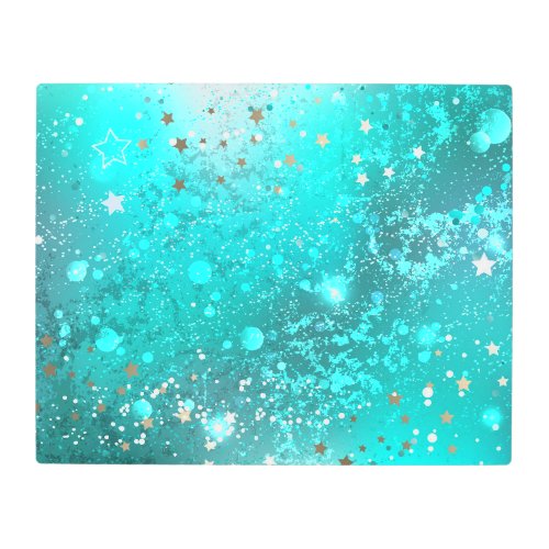 Mint Turquoise Foil Background Metal Print