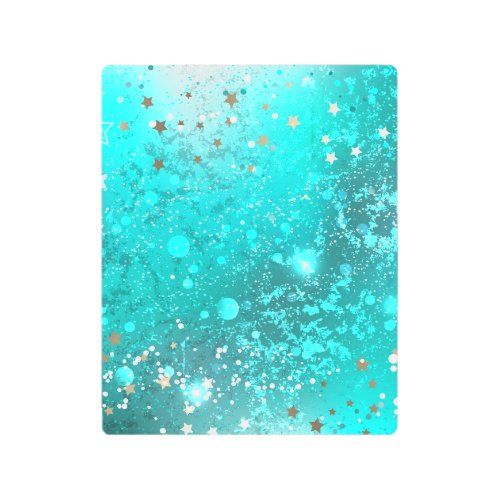 Mint Turquoise Foil Background Metal Print