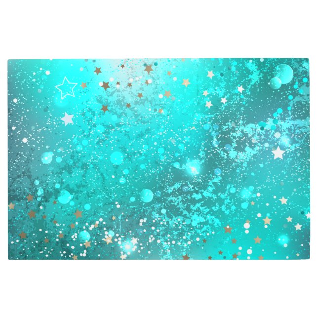 Mint Turquoise Foil Background Metal Print (Front)