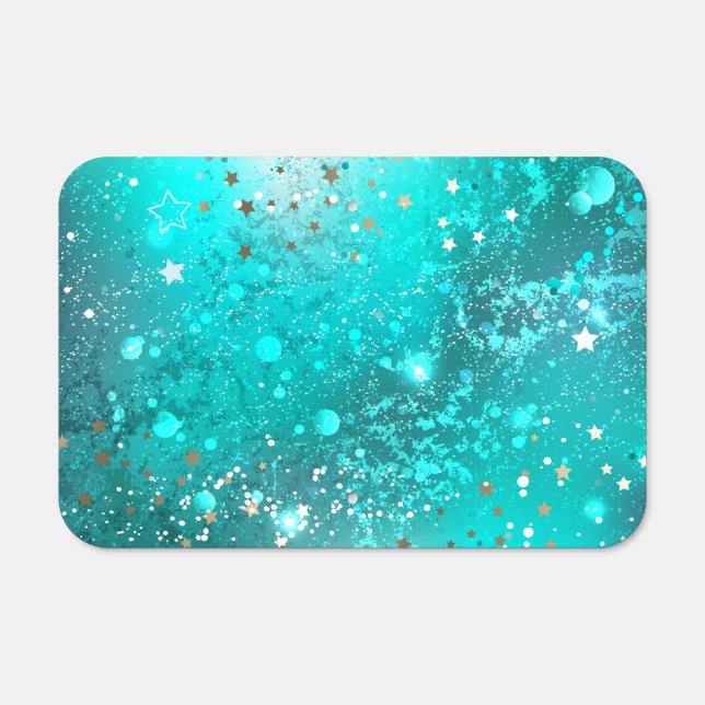 Mint Turquoise Foil Background Metal Sign (Front)
