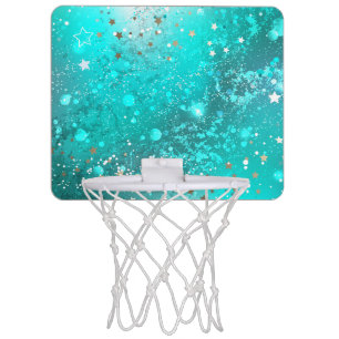 Mint Turquoise Foil Background Mini Basketball Hoop
