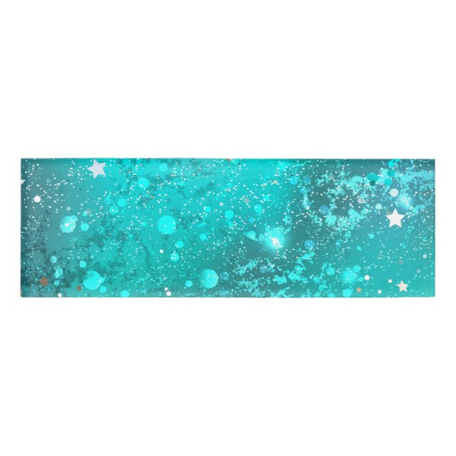 Mint Turquoise Foil Background Name Tag (Front)