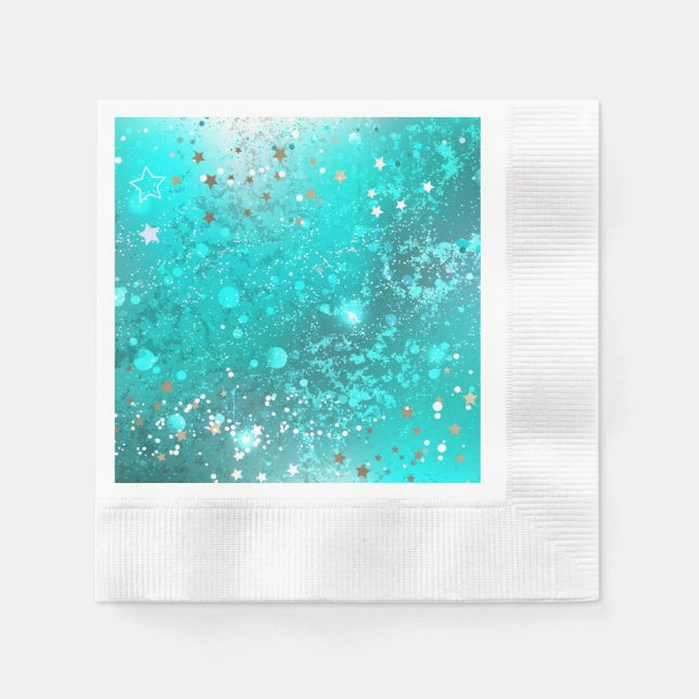 Mint Turquoise Foil Background Napkins (Front)
