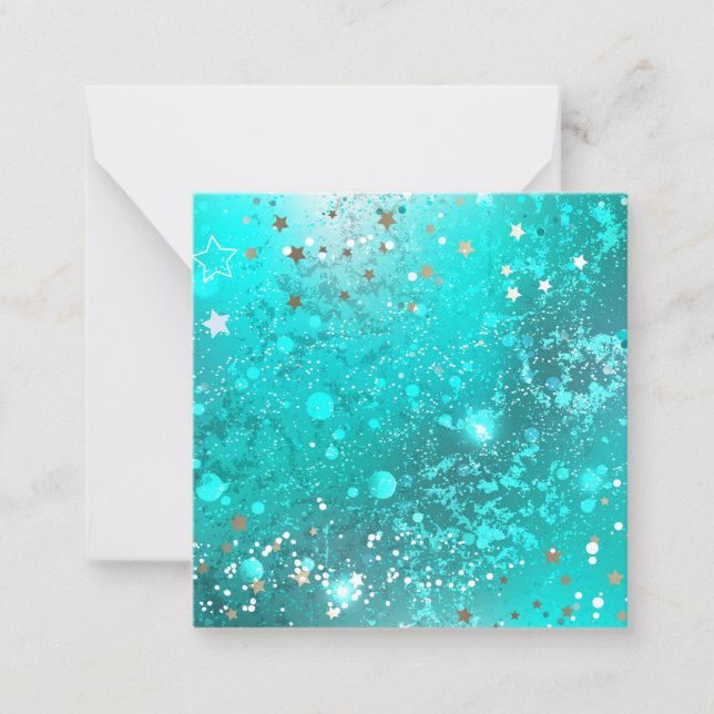 Mint Turquoise Foil Background Note Card (Front)