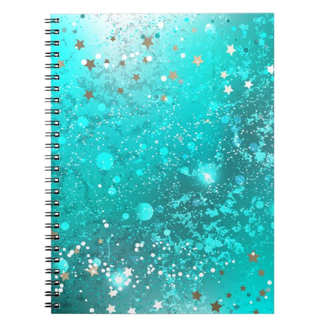 Mint Turquoise Foil Background Notebook (Front)