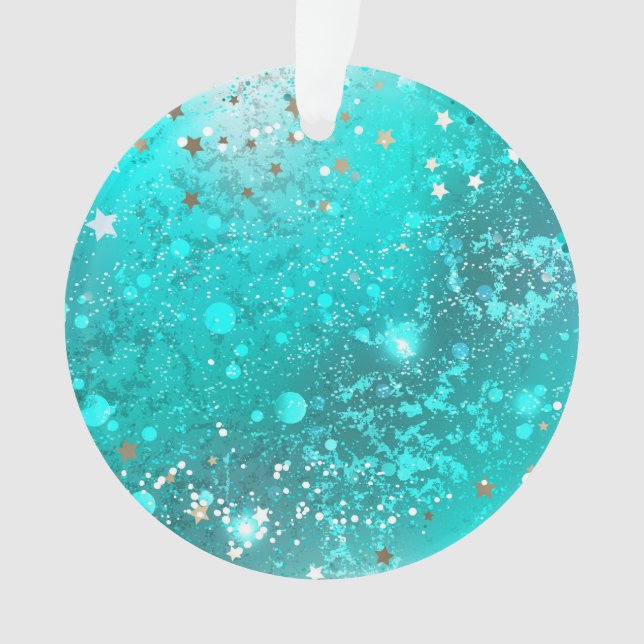 Mint Turquoise Foil Background Ornament (Front)