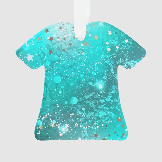 Mint Turquoise Foil Background Ornament (Front)