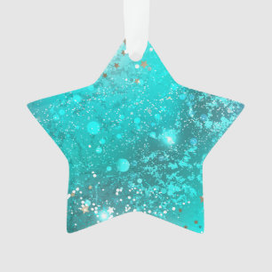Mint Turquoise Foil Background Ornament