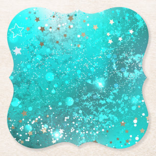 Mint Turquoise Foil Background Paper Coaster