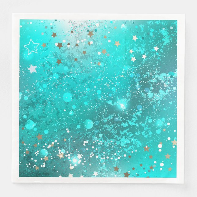 Mint Turquoise Foil Background Paper Dinner Napkins (Front)