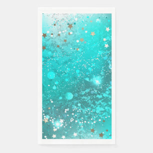 Mint Turquoise Foil Background Paper Guest Towels