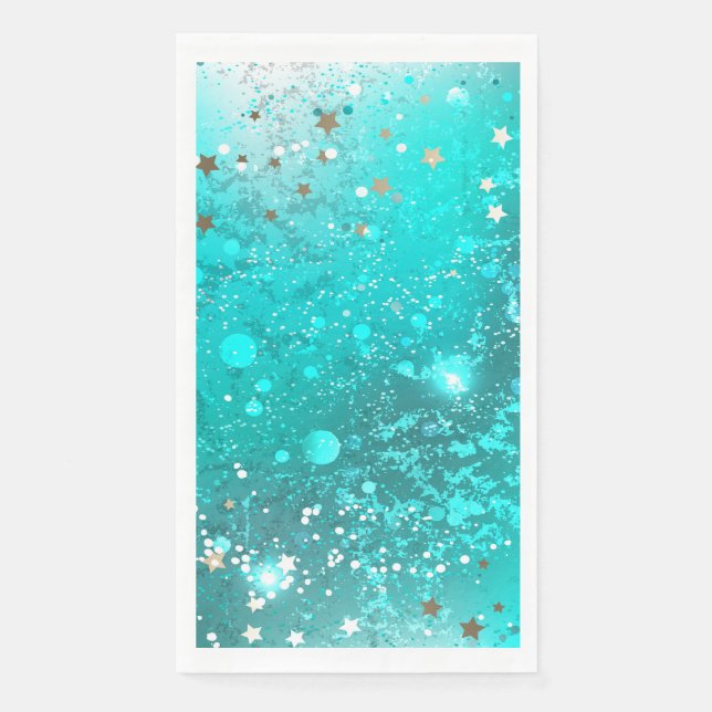 Mint Turquoise Foil Background Paper Guest Towels (Front)