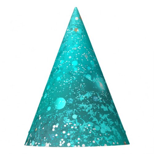 Mint Turquoise Foil Background Party Hat