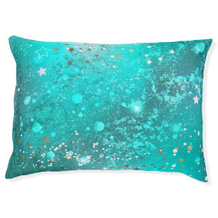 Mint Turquoise Foil Background Pet Bed