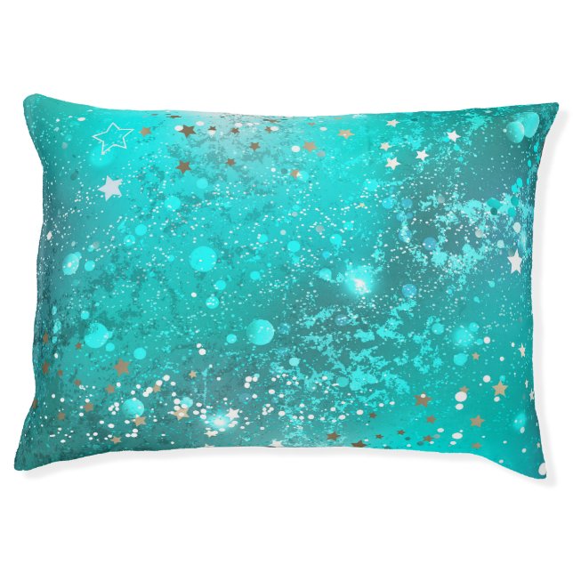 Mint Turquoise Foil Background Pet Bed (Front)
