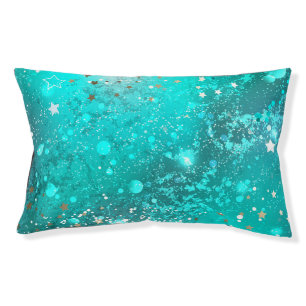 Mint Turquoise Foil Background Pet Bed