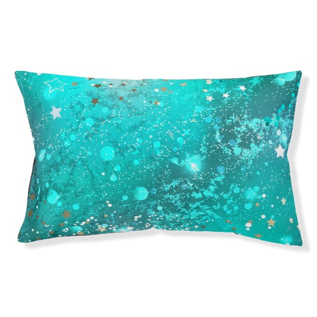 Mint Turquoise Foil Background Pet Bed (Front)