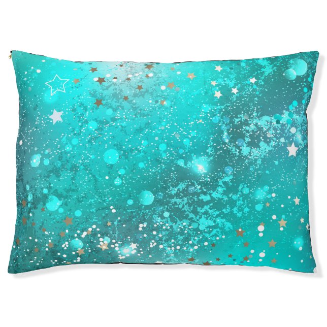 Mint Turquoise Foil Background Pet Bed (Front)