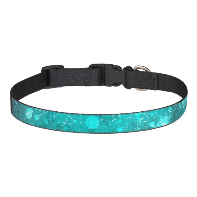 Mint Turquoise Foil Background Pet Collar (Front)