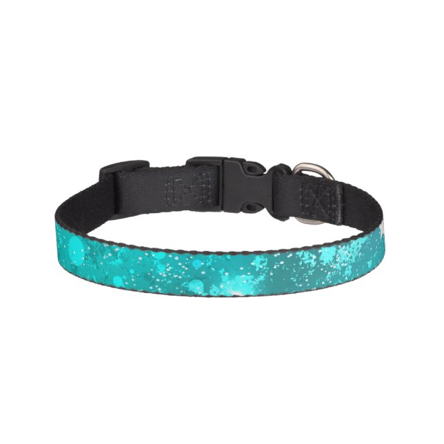 Mint Turquoise Foil Background Pet Collar (Front)