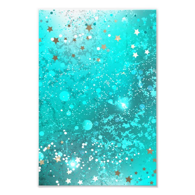 Mint Turquoise Foil Background Photo Print (Front)