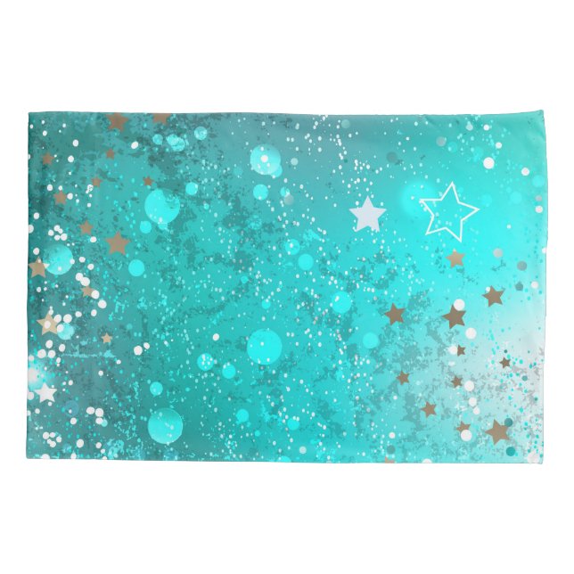 Mint Turquoise Foil Background Pillow Case (Back-Left)