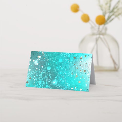 Mint Turquoise Foil Background Place Card