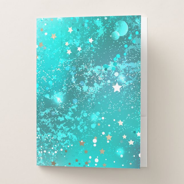 Mint Turquoise Foil Background Pocket Folder (Front)