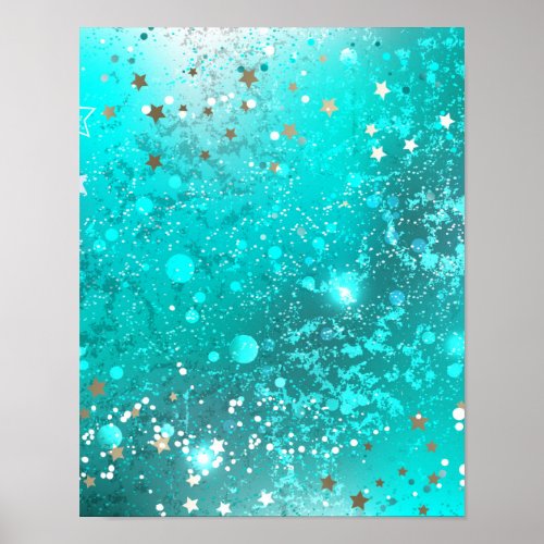 Mint Turquoise Foil Background Poster