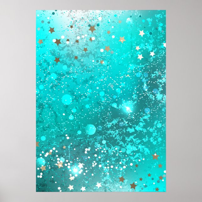 Mint Turquoise Foil Background Poster (Front)