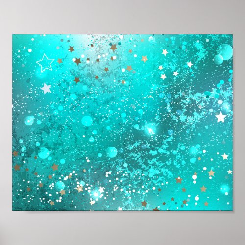 Mint Turquoise Foil Background Poster