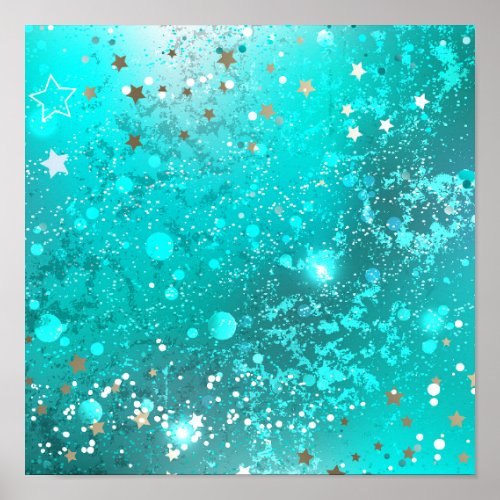 Mint Turquoise Foil Background Poster