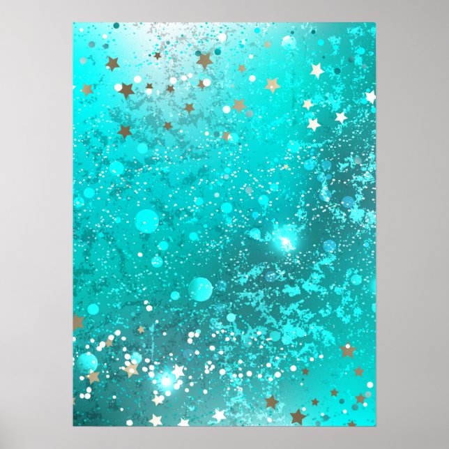 Mint Turquoise Foil Background Poster (Front)