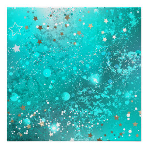 Mint Turquoise Foil Background Poster