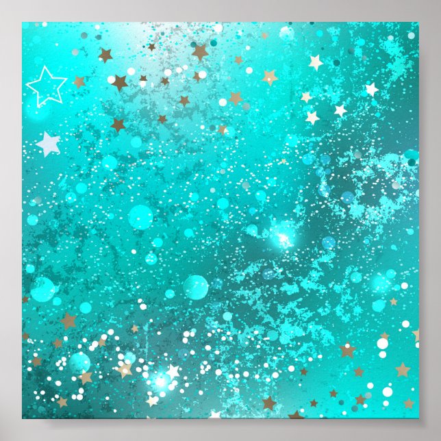Mint Turquoise Foil Background Poster (Front)