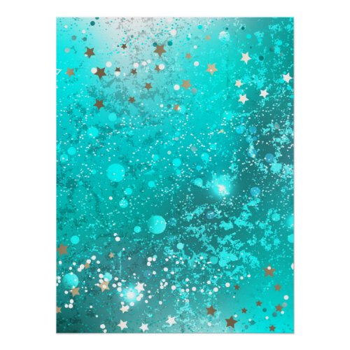 Mint Turquoise Foil Background Poster