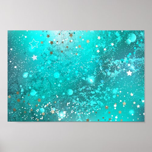 Mint Turquoise Foil Background Poster