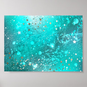 Mint Turquoise Foil Background Poster