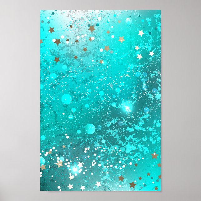 Mint Turquoise Foil Background Poster (Front)