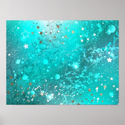 Mint Turquoise Foil Background Poster