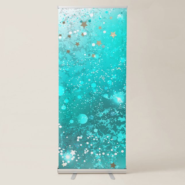 Mint Turquoise Foil Background Retractable Banner (Front)