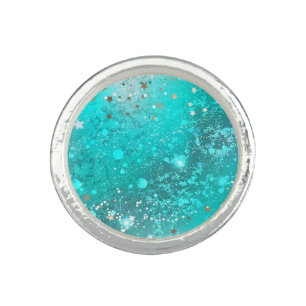 Mint Turquoise Foil Background Ring