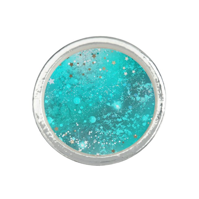 Mint Turquoise Foil Background Ring (Front)