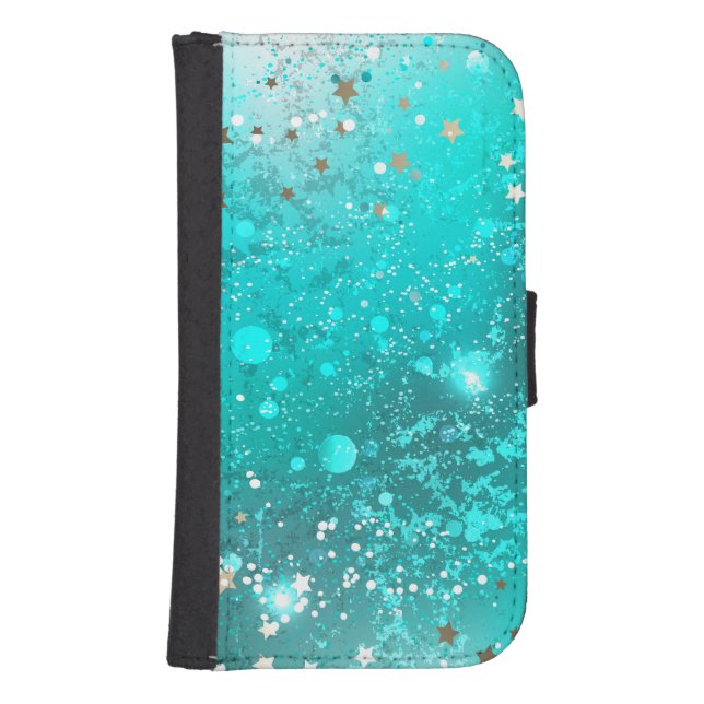 Mint Turquoise Foil Background Samsung Galaxy Wallet Case (Front)