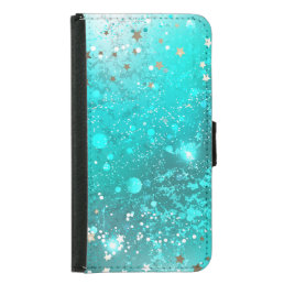 Mint Turquoise Foil Background Samsung Galaxy S5 Wallet Case